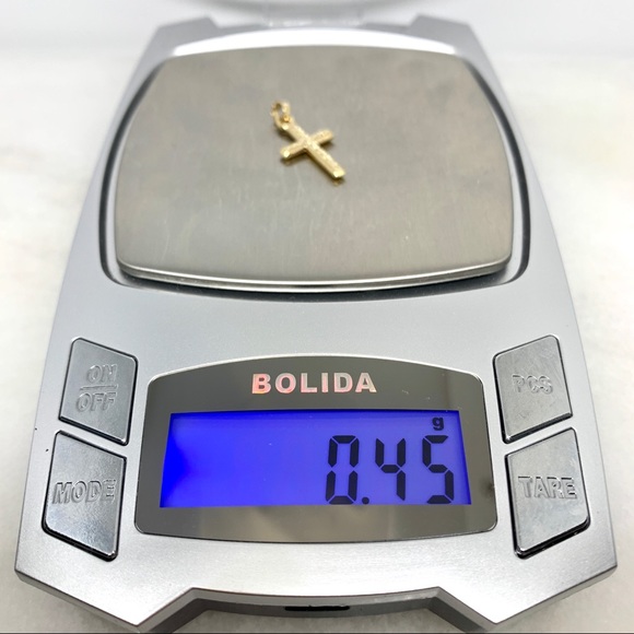 14K Gold 1" Diamond Cut Cross Pendant .45g - Picture 6 of 6